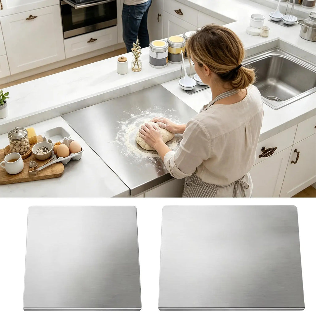 Stainless Steel Cutting Board Non-Slip Easy Clean Metal Cutting Board for Home Restaurant Counter Meal Prep Food Meat Vegetable Qme