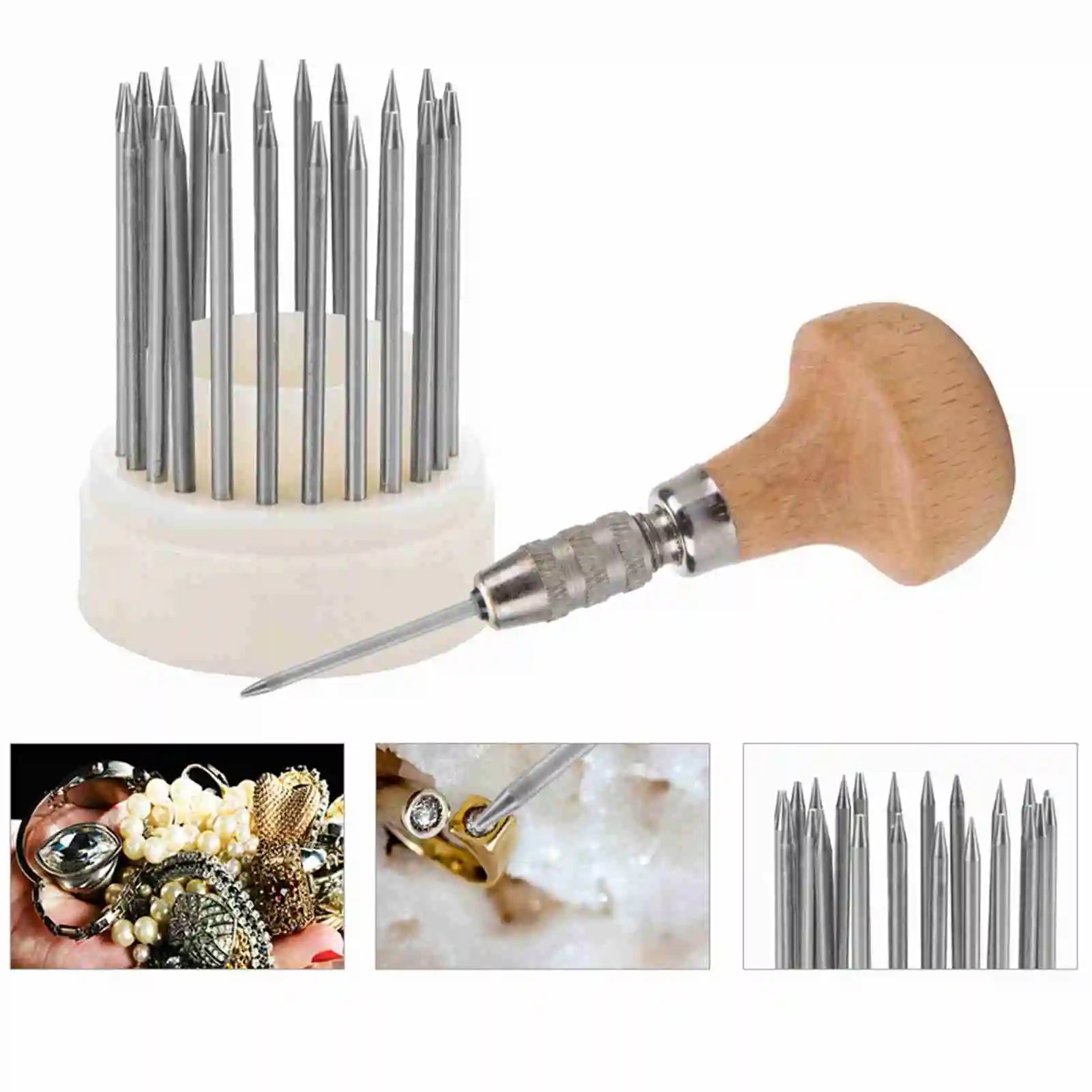 23pcs Beading Tools Set Graver Beader for Diamond Stone Setting Graver Jewelry Tool for Jeweler Qme