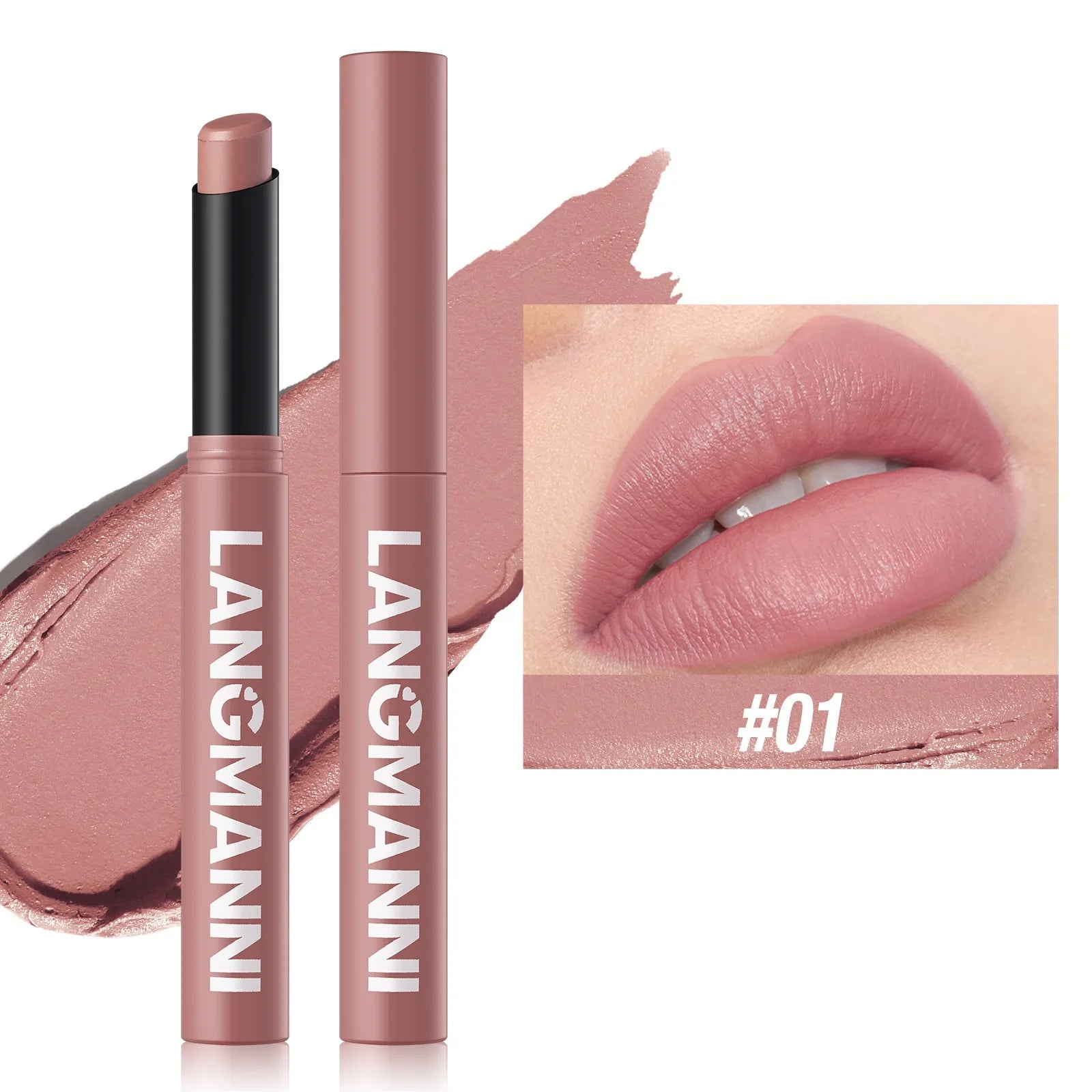 Slanted Tip Lipstick High Shine Pearl Lipstick with Glitter Creamy Texture Hydrating Long Lasting Lip Makeup Cosmetics Lip Stick Qme Matte 01