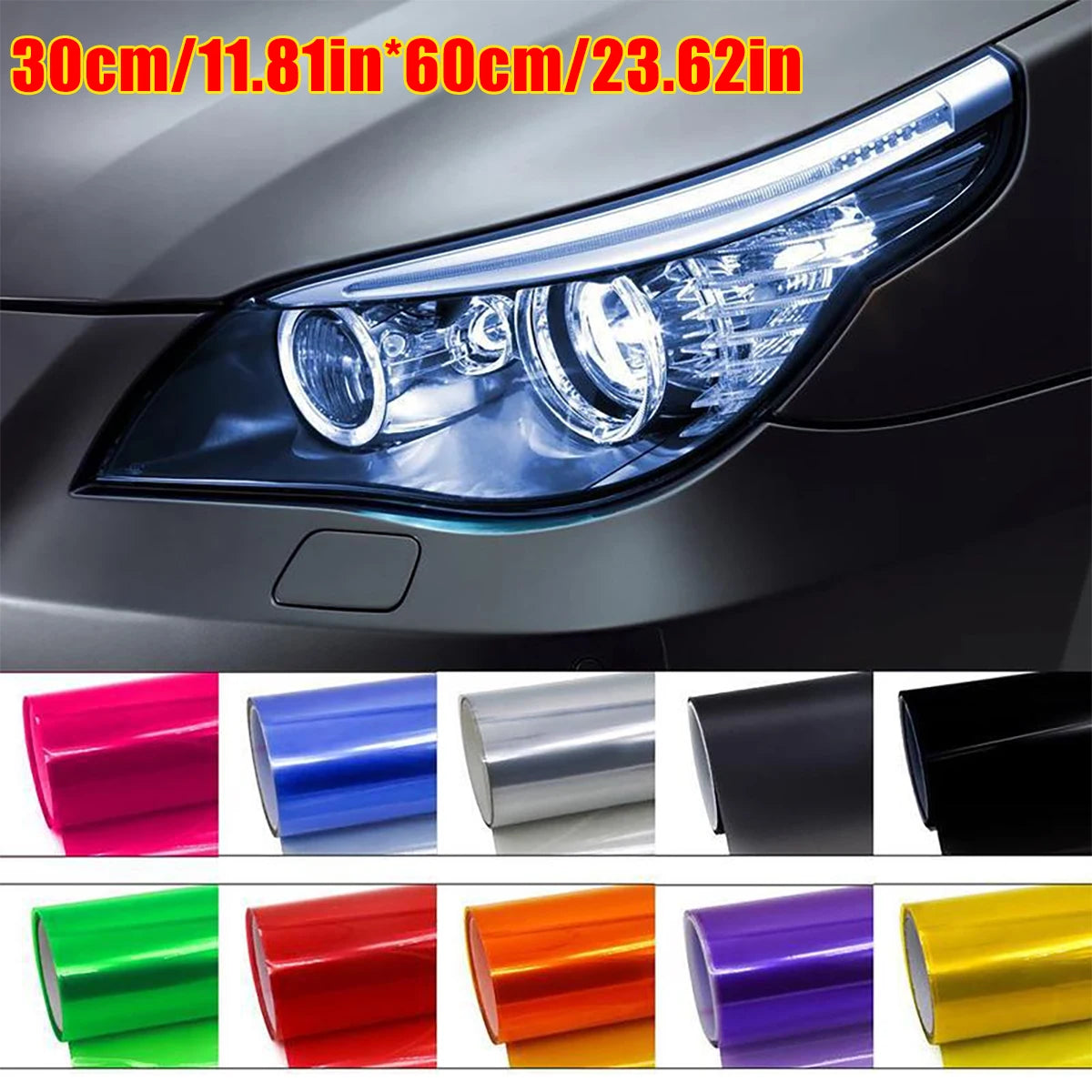 30x60cm 11 81x23 Car Bright Light Headlight Film Changing Sticker Qme