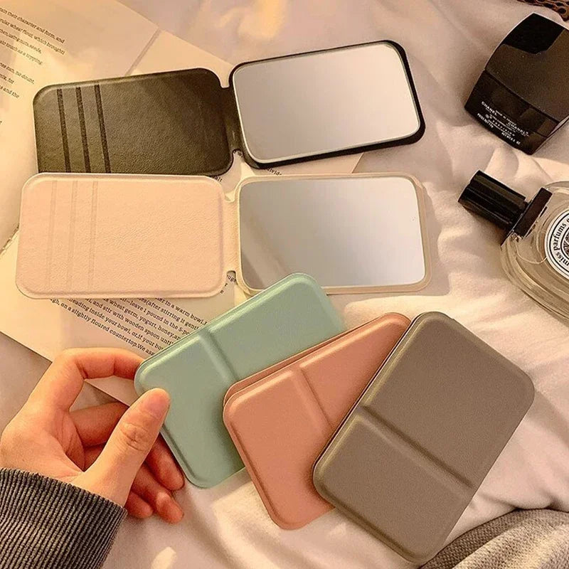 Women Mini Mirror Folding Makeup Hand Mirror Portable Single-side Mini Cosmetic Mirror Foldable High Definition Vanity Tools Qme