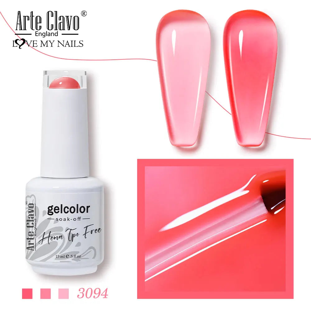 Arte Clavo Jelly Series Semi-transparent Light Pink Peach Gel Nail