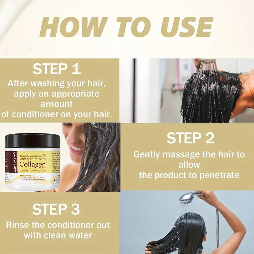 Magic Hair Mask, Contains Collagen and Keratin - Deeply Nourishes Hair with Coconut Oil - Intensely Moisturizes and Hydrates - Repairs Fine, Thin, Fragile, Dry, and Damaged Hair Qme