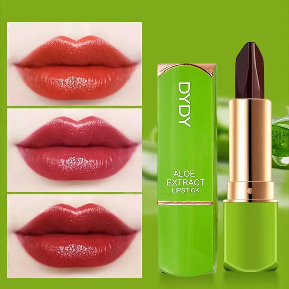 2PCS Aloe Vera Tricolor Color Changing Tint Lipstick Lasting Moisturizing Discolored Lip Gloss Aloe Vera Lip Balm Non-Stick Cup Qme