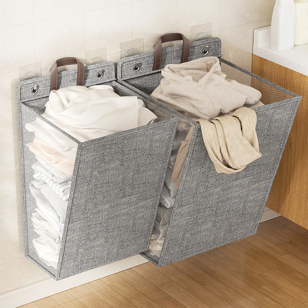 Wall Mounted Laundry Basket Large Capacity Dirty Clothes Storage Bag Space Saving Foldable Hamper for Dormitory Home Travel Qme