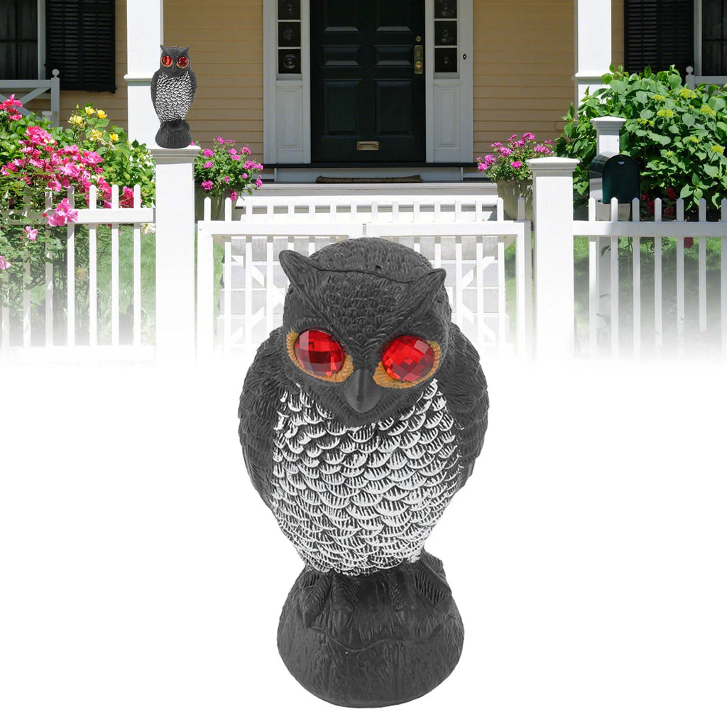 Owl Bird Deterrent Garden Decoy Plastic Scare Owl with Red Eyes Outdoor Bird Repellent for Patio Yard Balcony Qme