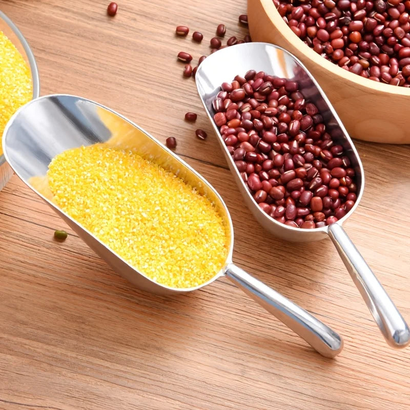 Multi-purpose spoon for ice cubes and grains - ergonomic handle, dishwasher safe - household and commercial kitchen tool, Qme 2pcs