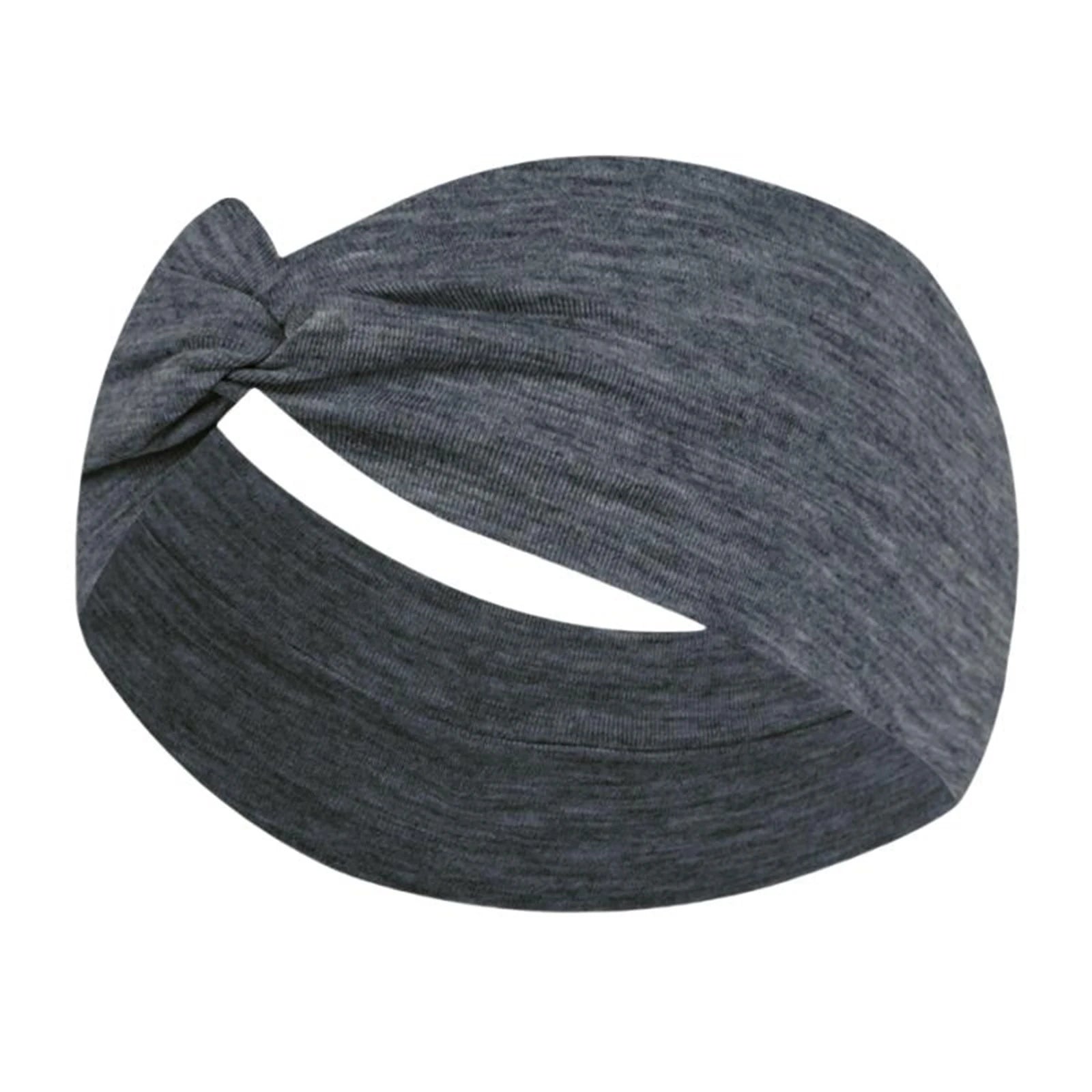 Unisex High Elastic Running Fitness Headband for Sports Yoga Solid Sweatproof Elastic Cotton Headscarf Wash Face Shower Supplies Qme Dark Gray