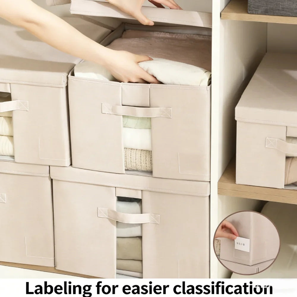 Foldable Storage Box Portable Home Storage Bag Household Cationic Fabric Large Capacity Clothes Organizer for Wardrobe Closet Qme