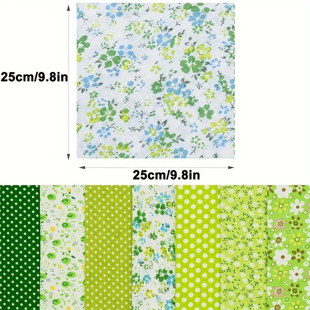 7Pcs Flower Printed Cloth For Dress Sewing Patchwork Fabric Cotton Fabric DIY Handicraft Quilting Needlework Handmade Material Qme