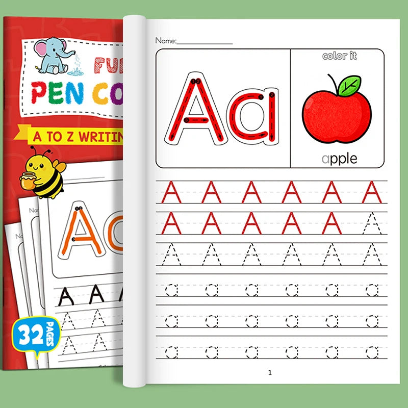 Children's Alphabet Practice Books A-z Writing Learning Drawing Pages Qme