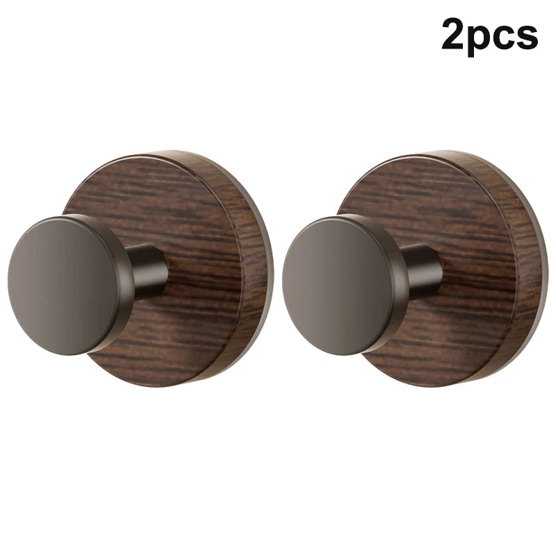 Wall-mounted Storage Rack Wood Suction Cup Hooks Walnut Keys Decor Qme 2pcs