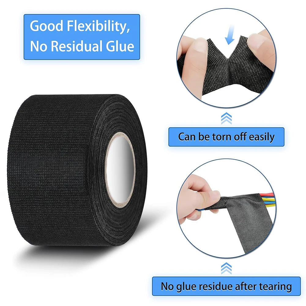 Automotive Cloth Tape Electrical Insulating Fabric Tapes Heat Resistance Thermal Car Tape Waterproof Soundproof Wires Tape Qme