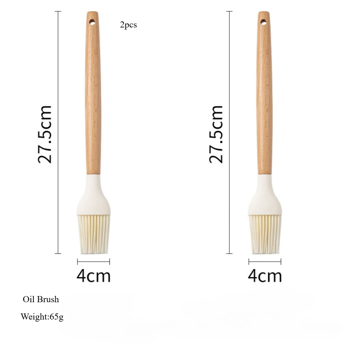 2/12Pcs White Silicone Kitchen Utensils Set with Wooden Handle,Cookware Spatula, Heat Resistant Non-stick Kitchen Cooking Tools Qme Oil Brush-2pcs