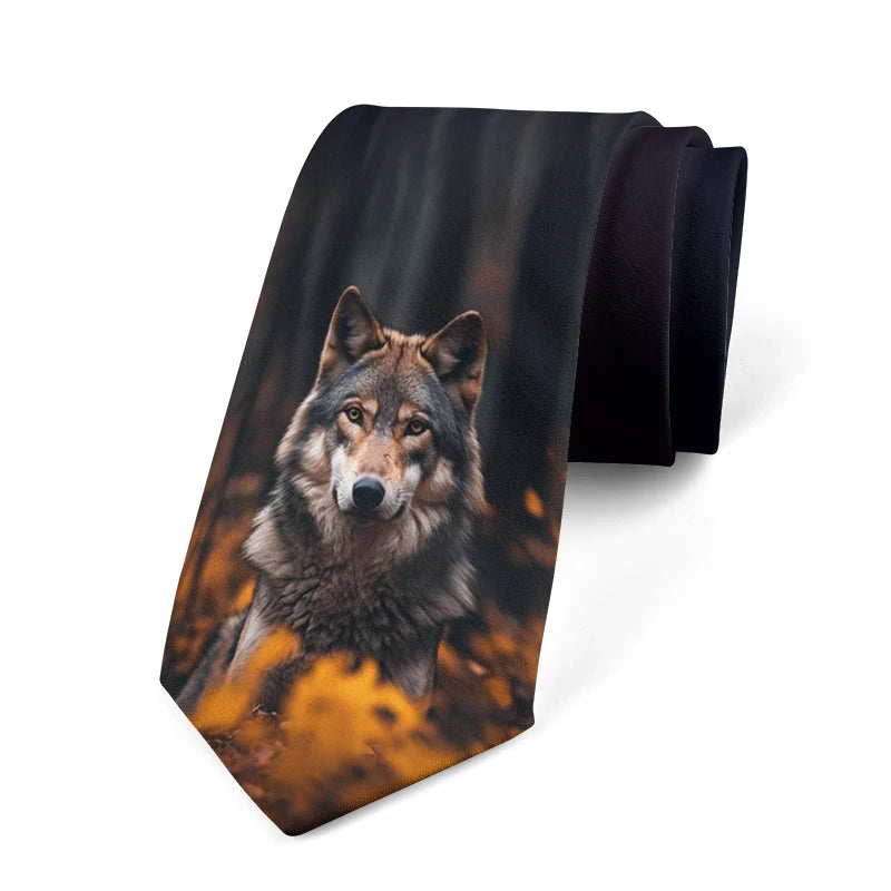 Funny Wave Head Printed Tie Adult Wide Polyester Slim Shirt Suit Qme style8