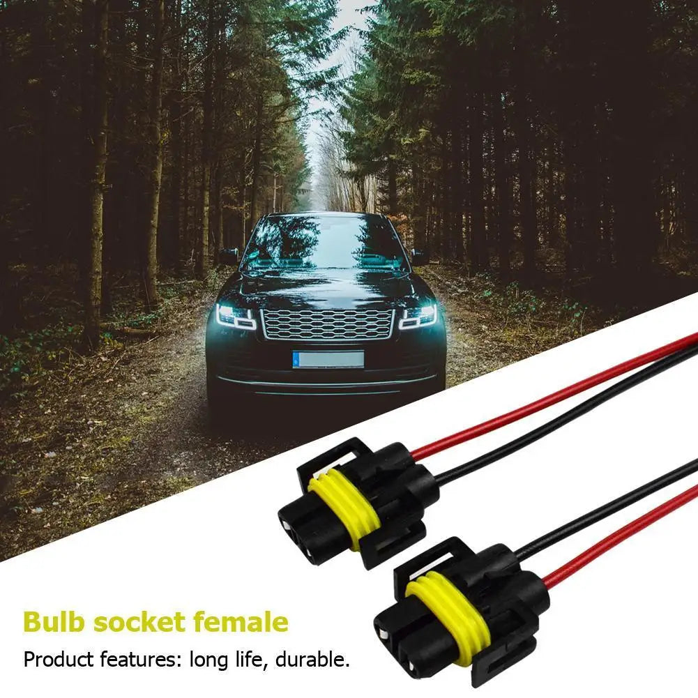 2pcs Female Adapter Connector 12-24V H8/H9/H11 Bulb Socket Female Adapter Auto Accessories Replacement for Headlight Fog Light Qme
