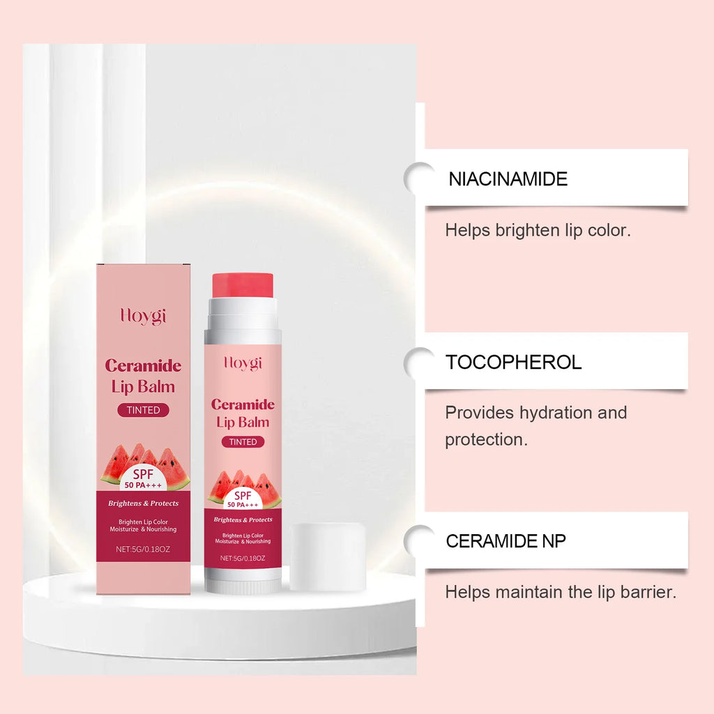 Sun Protective Lip Balm SPF50+ Nourishing Beetroot Brightening Ceramide Kojic Acid Moisturizing Fade Lip Lines Lipstick For Lips Qme
