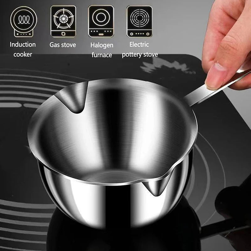 Small Milk Pots Stainless Steel Oil Skillet Household Heater Sauce Qme