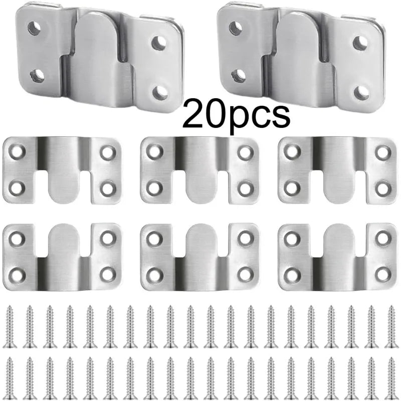 30pcs Heavy Duty Stainless Steel Flush Mount Brackets With Screws Interlocking Photo Frame Hangers And Wall Clips Qme Large size-20pcs