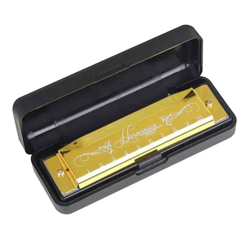 10 Hole 20 Tone Harmonica Woodwind Instrument Red Silver Black ABS Qme Gold
