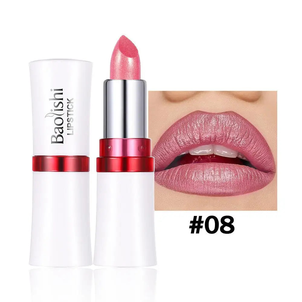 Shiny Pearlescent Lip Makeup Waterproof Last Flash Lipstick Qme 08