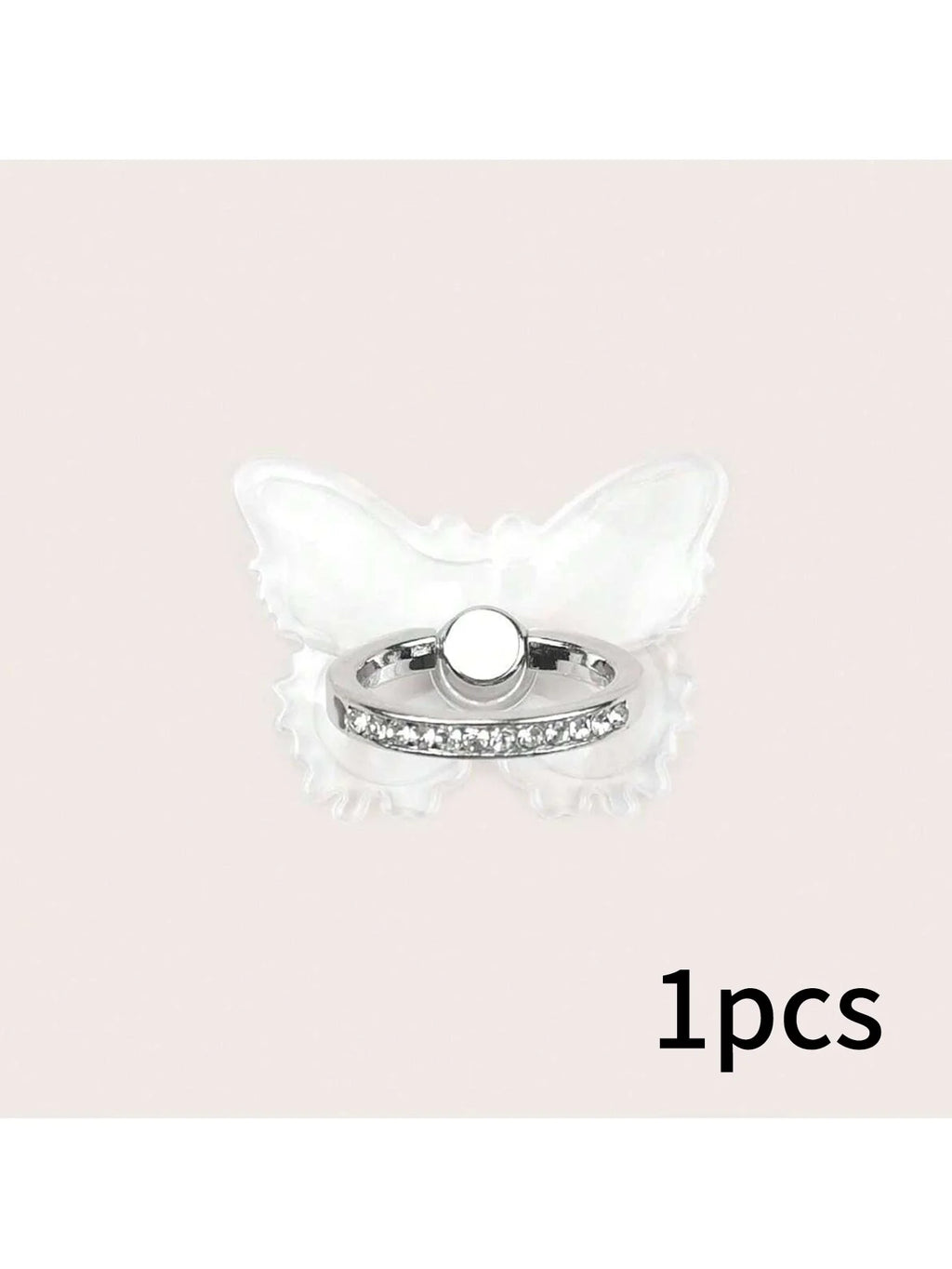 Butterfly Diamond-encrusted Transparent Crystal Decorative Ring Qme WHITE