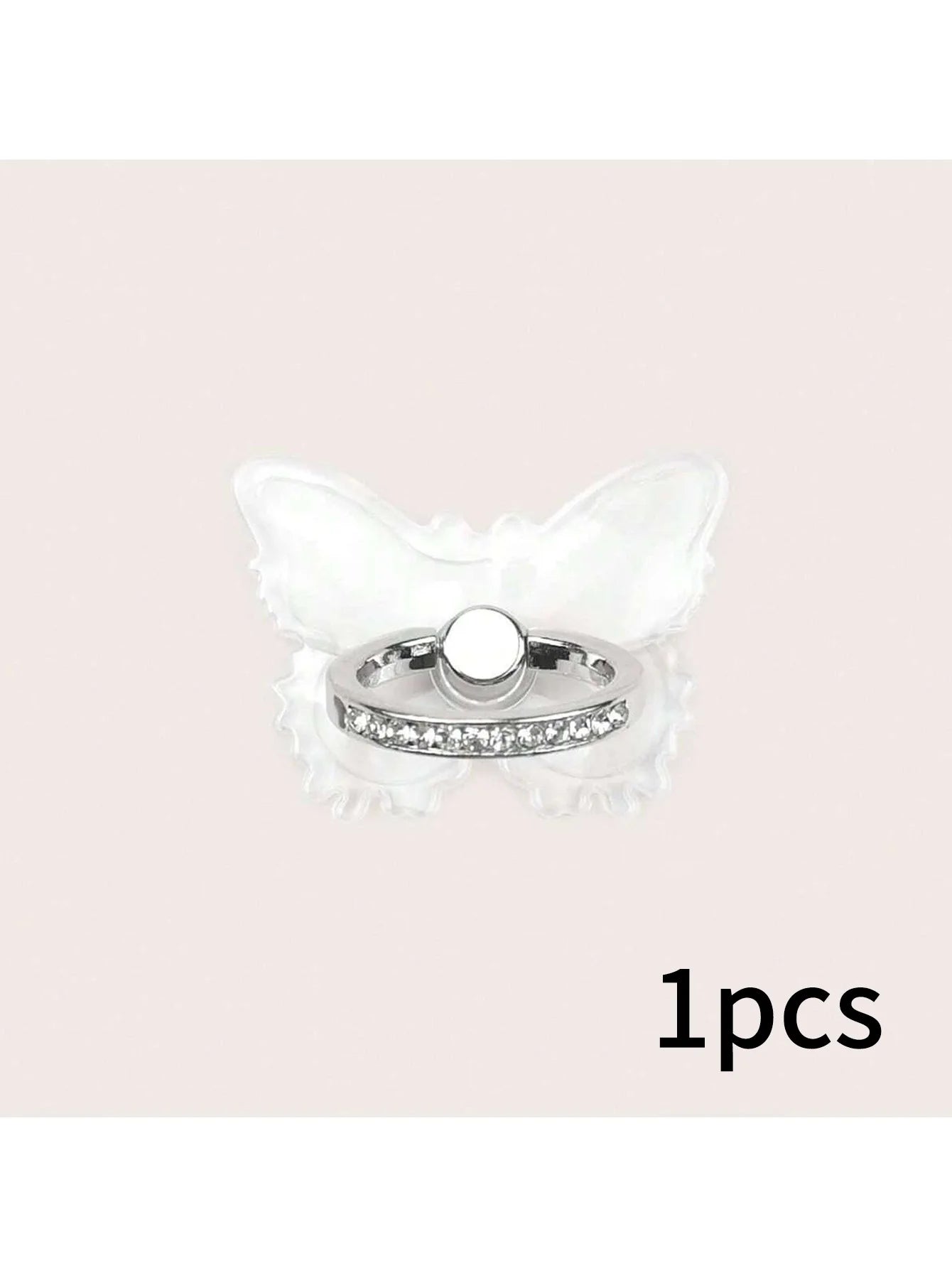 Butterfly Diamond-encrusted Transparent Crystal Decorative Ring Qme WHITE