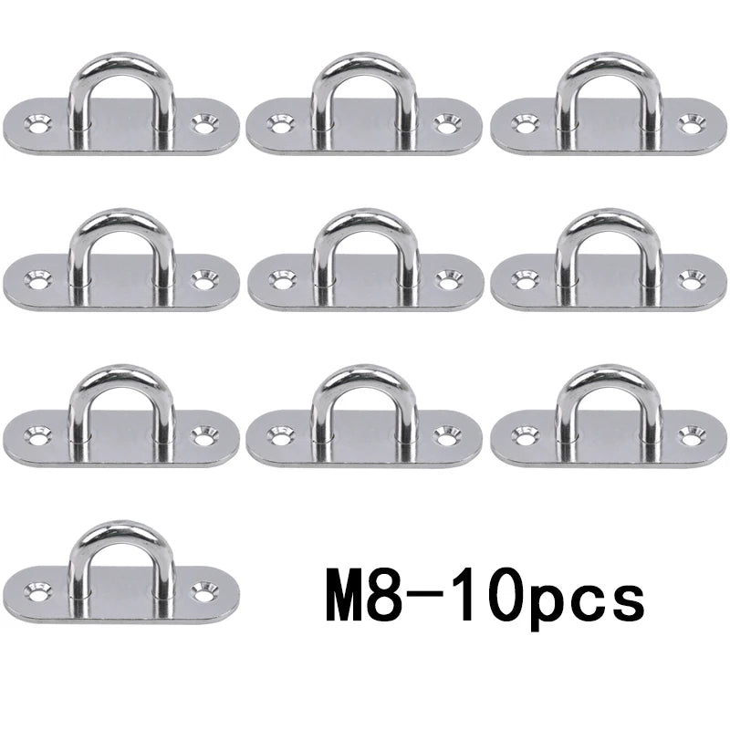 304-M6 M5 M8 Oval Eye Board Marine Deck Buckle Staple Boat Shade Sail Mounting Fastening Set - 304 Marine Grade Stainless Steel Qme M8-10pcs