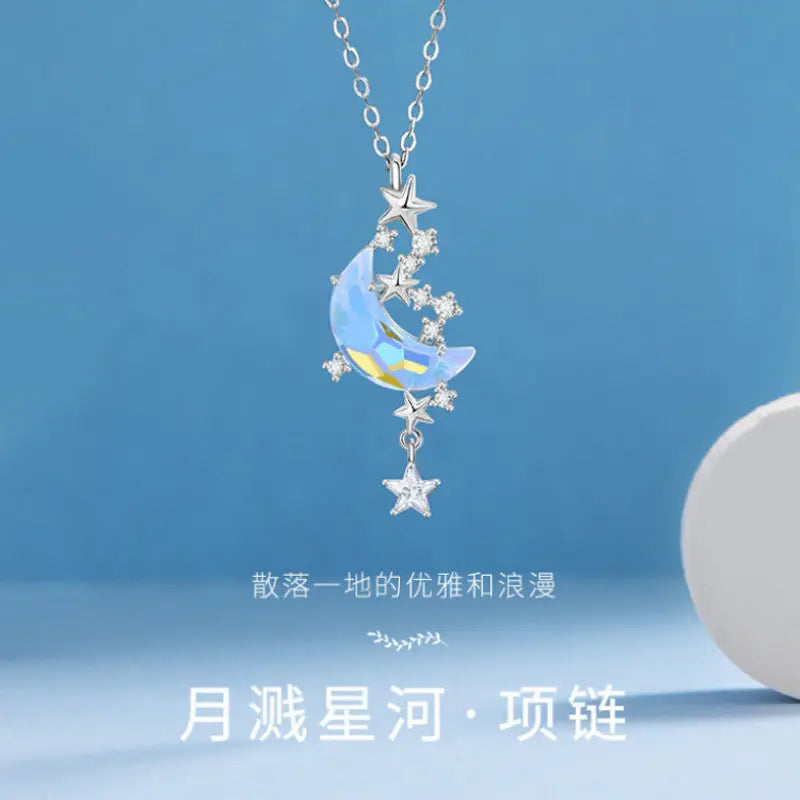 Creative Honey Star Moon Feather Heart Women's Necklace Girl Lady Object Party Banquet Anniversary Gift Qme Star River 45cm