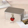 Silver Lockable Tin Storage Box Multifunctional Desktop Metal Jewelry Qme A7