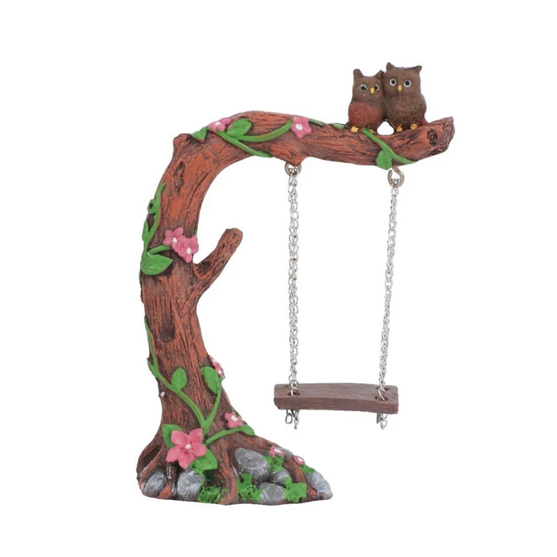 Miniature Fairy Garden Swing Flower Tree Figurine Modelfor Micro Qme StyleB