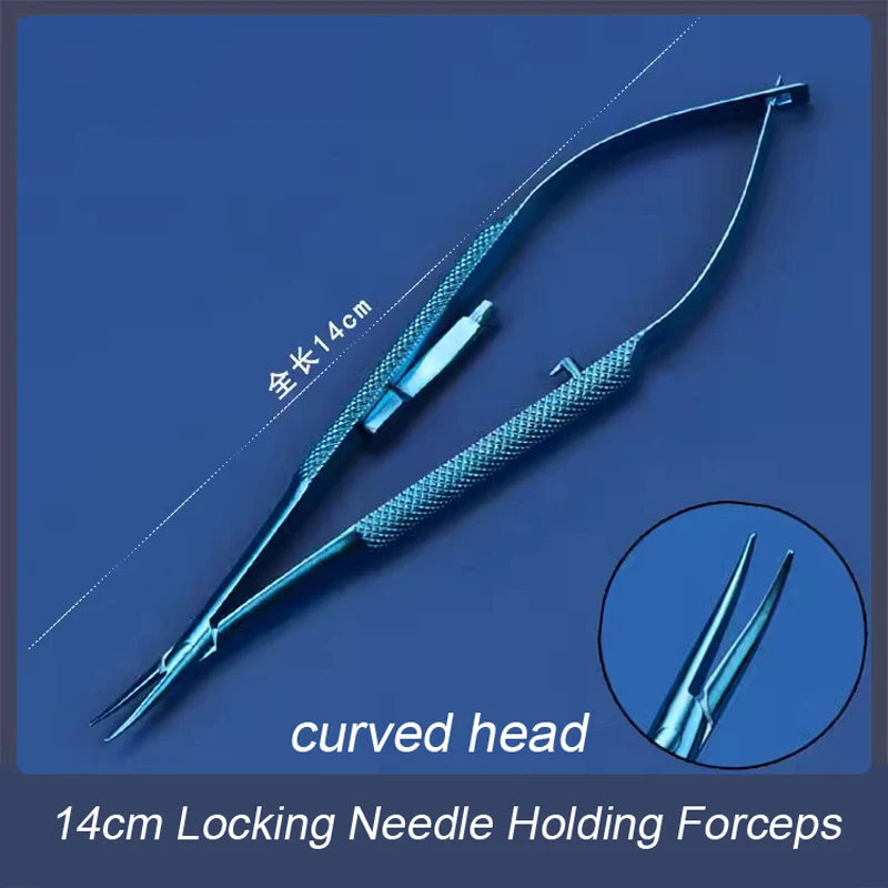 Barraquer Titanium Alloy Needle Holder Lock Curved Ophthalmic Qme d