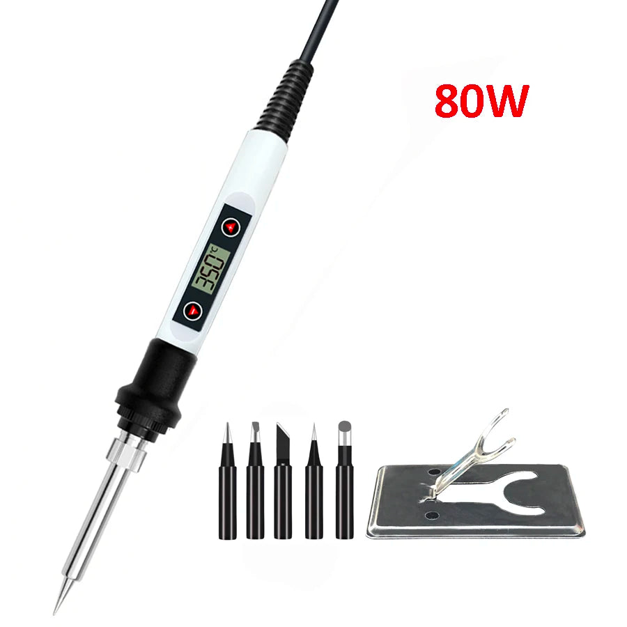 80W Electric Digital Soldering Iron Station 220V 110V Temperature Qme 80W WHITE SET2 80W 110V