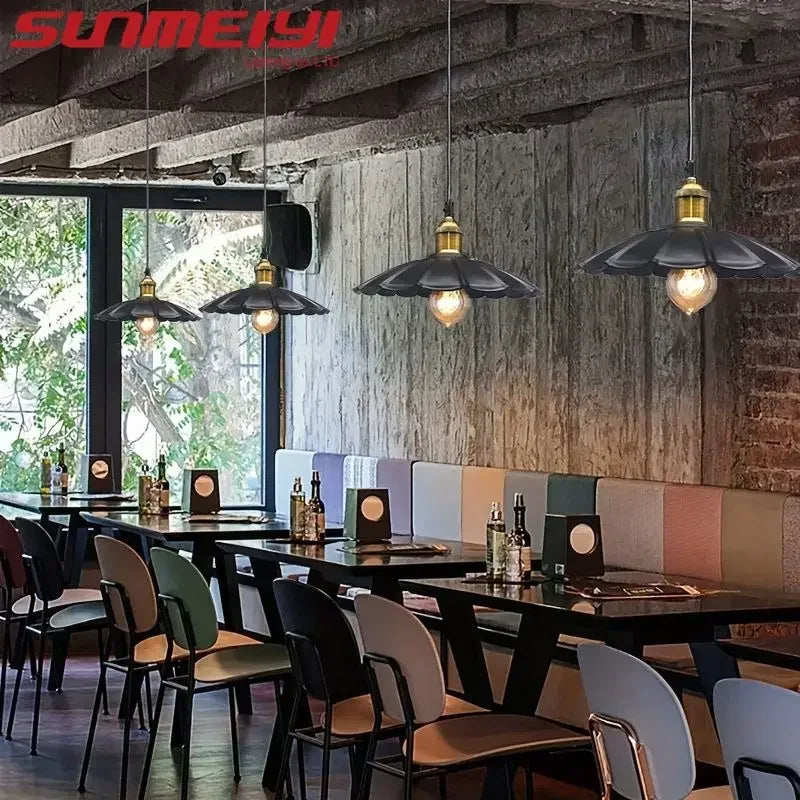 Vintage Pendant Light Loft Retro Chandelier Pendant Lamp E27 Base Industrial Hanging Light Edison Home Lighting for Living Room Qme