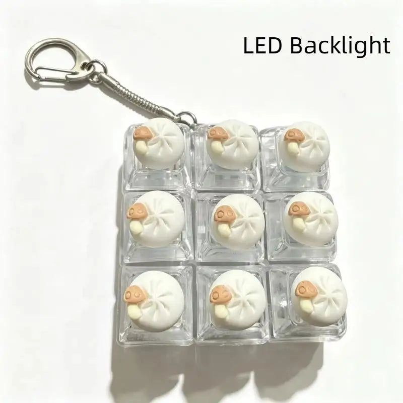 Keyboard Fidget Toy Keychain with LED Light 9 Button Clicker Anti Anxiety Stress Relief Toy for Party Favors Gifts Qme A4 one size
