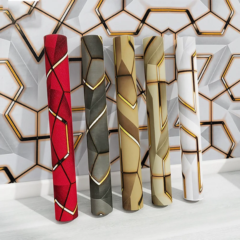 Self-Adhesive 3D Geometric Wallpaper Decoration Waterproof and Stain-Resistant for Bedroom and E-Sports Room Qme