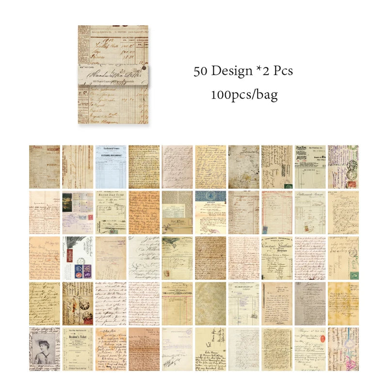 8 Style100Pcs/book Memo Material Paper Vintage Artistic Character Message Card Beautiful Flowers European Style DIY Hand Account Qme 1