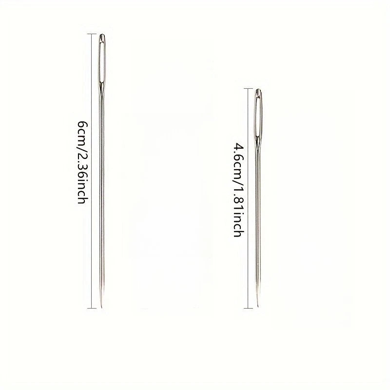Large Eye Hand Sewing Needles Set - Silvery, Ideal for Cross Stitch, Faux Leather & Ribbon Embroidery, Thick Wool Threads Qme