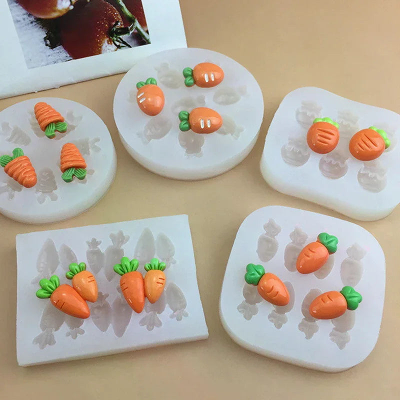 High Temperature Resistant Silicone Molds Mini Carrot Shape Cakes Molds Chocolate Candy Easter Cakes Baking Decoration Tools Qme