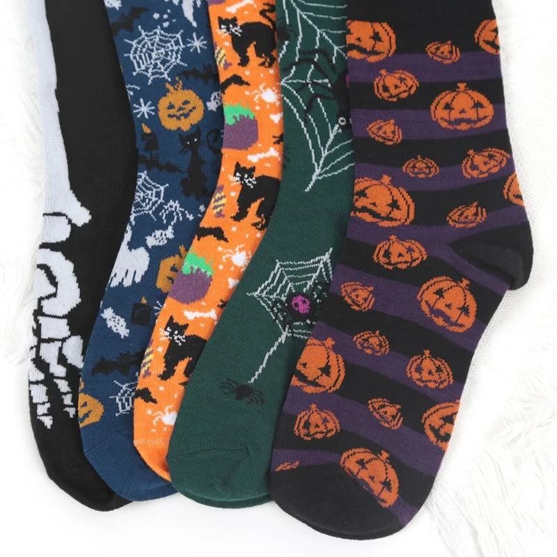 Anime Funny Socks Halloween Women Creative Cosplay Hip Hop Novelty Harajuku Bone Spider Web Male Skateboard Japanese Long Socks Qme