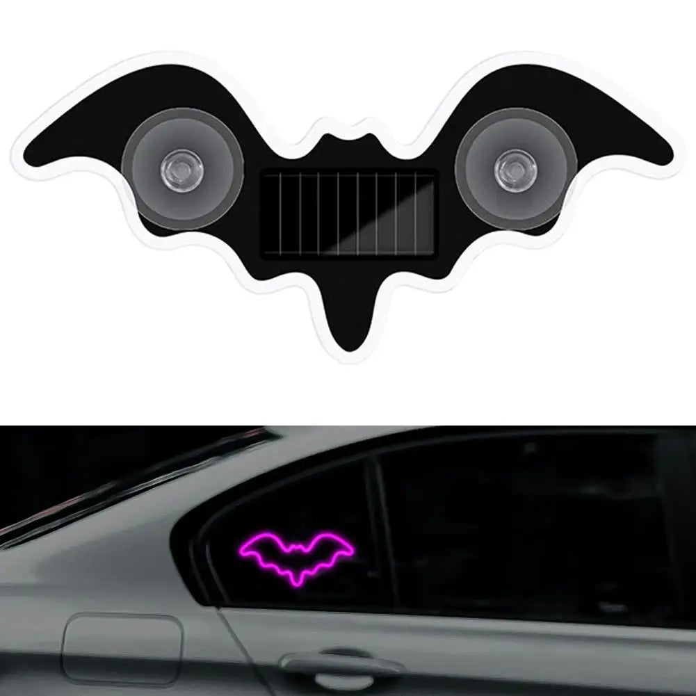 Solar Powered Car LED Ambient Light Cute Bat Shaped Suction Cup Qme D