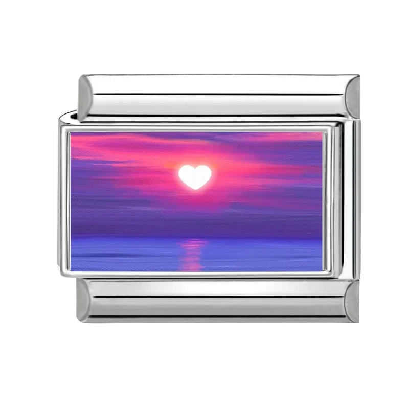 2026 Y2K Charm Beautiful Purple Sunset Zircon Italian Charm Links Fit 9mm Bracelet Stainless Steel DIY Jewelry Making Wholesale Qme Style 33