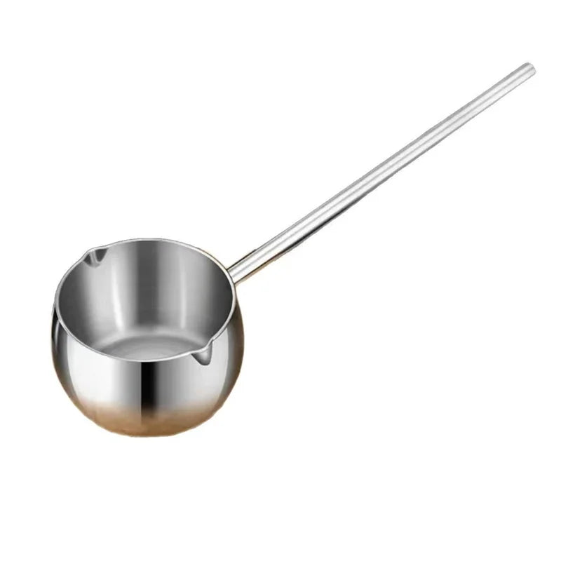 Stainless Steel Hot Oil Spoon With Extended Handle Anti-Burning And Anti-Splashing Small Pot For Oil Pouring Kitchen Tool Qme Silvery