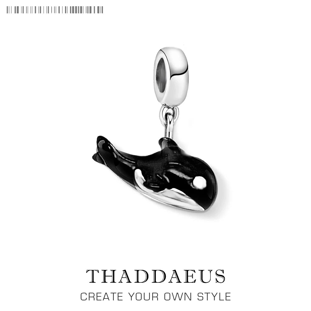 Charm Pendant Enamel Orca Whale Jewelry For Women Men Cute Gift In 925 Sterling Silver Qme Ring