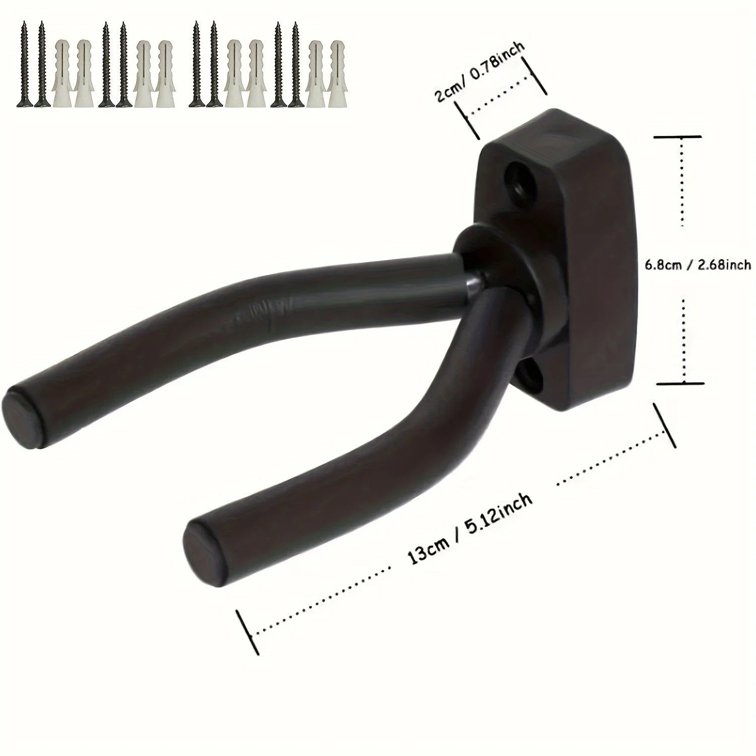 Black Metal Guitar Wall Hanger-Easy Install Uncharged Hook Holder For All Sizes - Fits Guitars, Bass, Mandolin, Banjo, Ukulele Qme