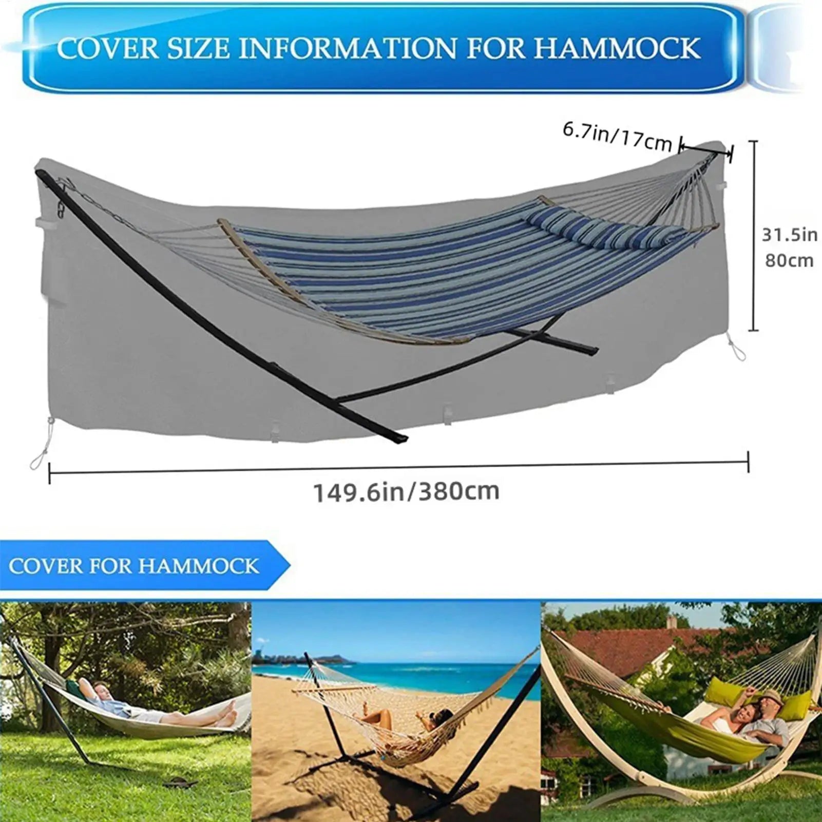 Hammock Cover Camping Waterproof Rain UV Resistant Protector Qme