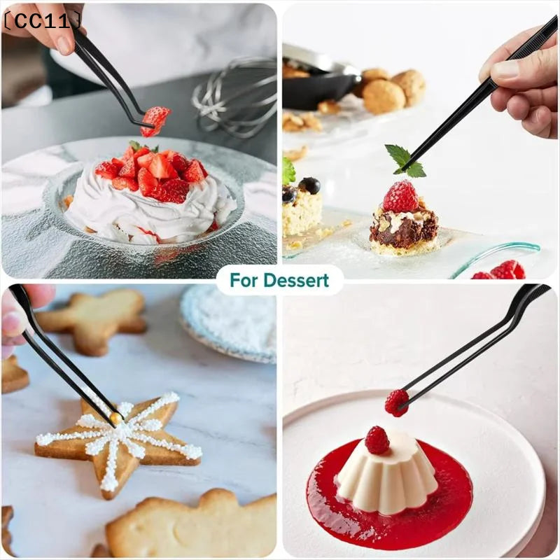 3 5 Kitchen Tongs Stainless Steel Culinary Plating Tweezers BBQ Food Qme