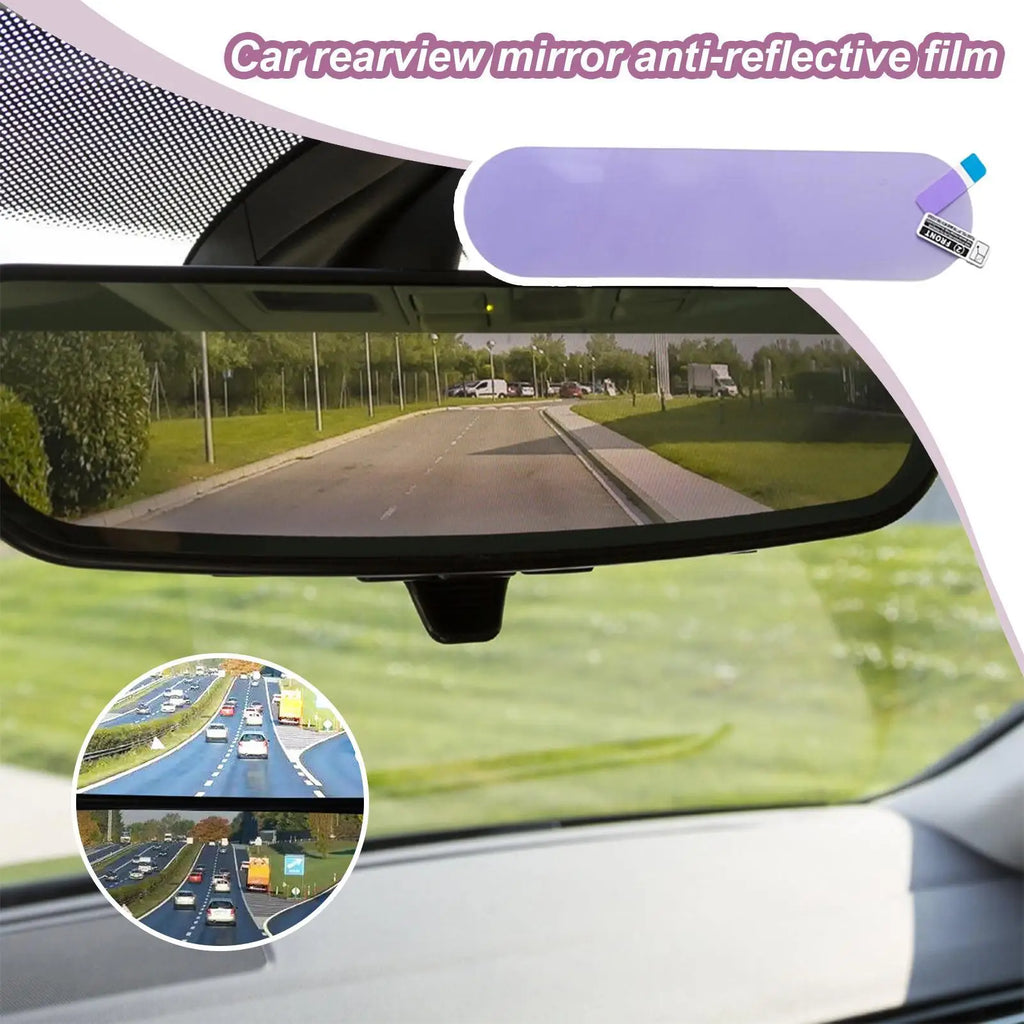Car Rearview Mirror Film Vehicle Rearview Reflective-proof Protector Anti Fog Glare Mirror Film Waterproof Rainproof Protective Qme