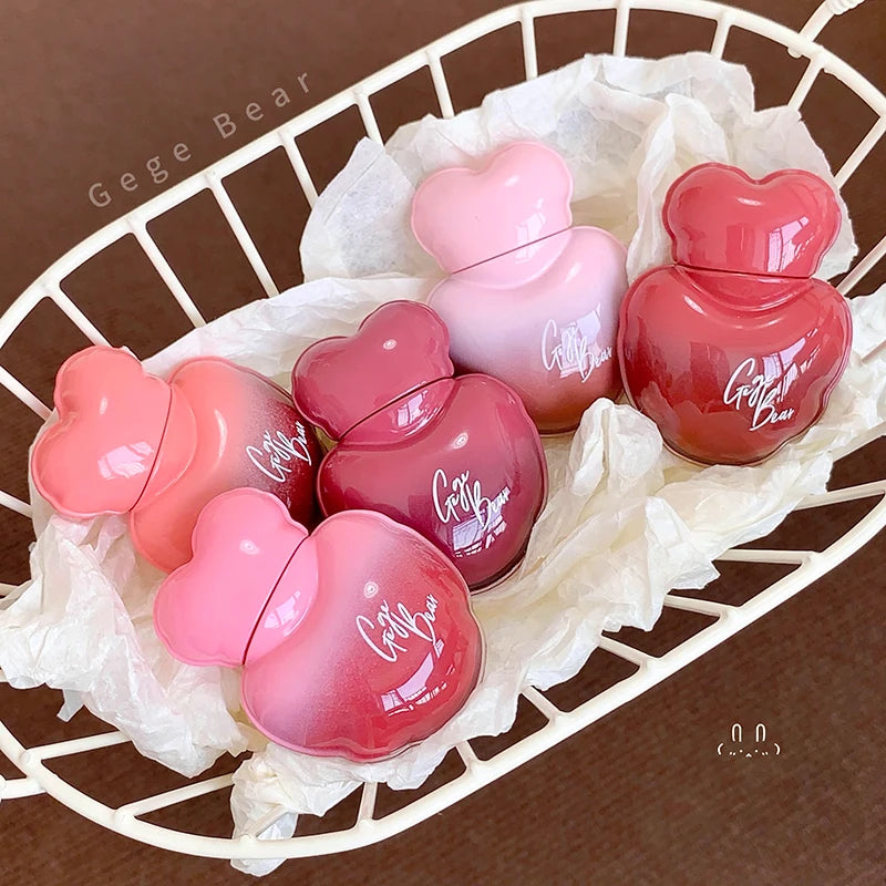 Gege Bear Heart Shape Water Light Lip Llaze Mirror Lipstick Gloss Qme