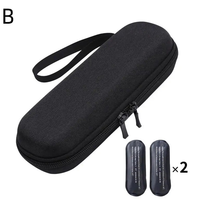 Insulin Cooler Travel Case Waterproof Cooling Bag Thermometer Display Qme Black B